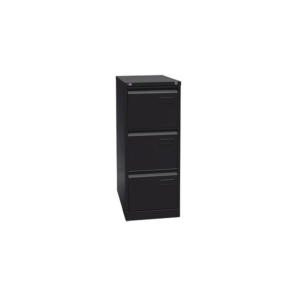Bisley LIGHT Hängeregistraturschrank, einbahnig, DIN A4, 3 HR-Schubladen, Metall, 633 Schwarz, 62.2 x 41.3 x 101.6 cm