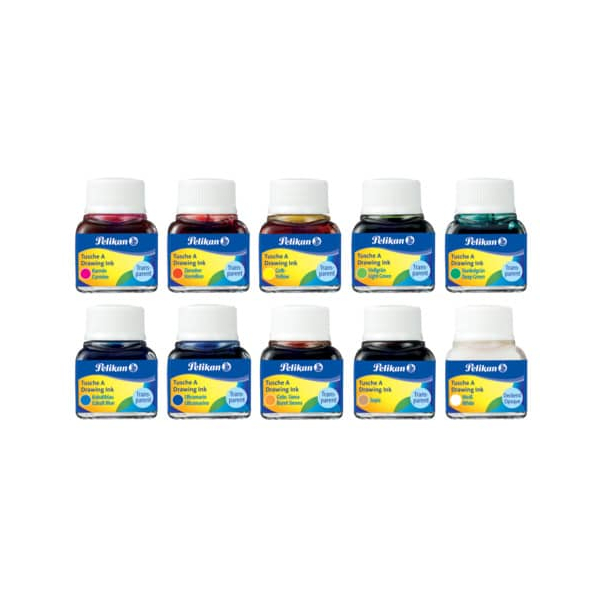 10 Stück Pelikan Tusche 10ml sortiert 4012700249470 Pelikan 10 Milliliter