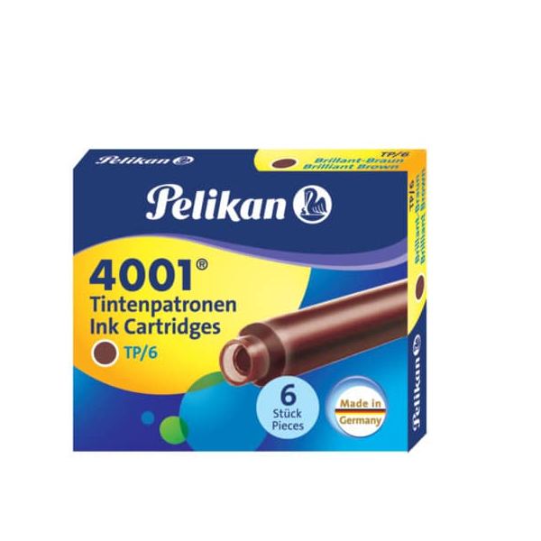 10 x Pelikan Tintenpatrone 4001 TP/6 brillant-braun Etui mit 5 Patrone