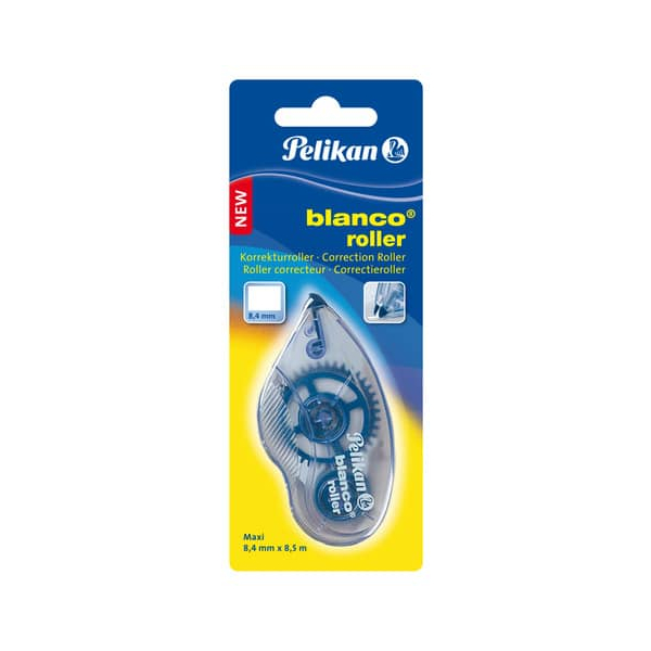 5 Stück Pelikan Korrekturroller 338723 BLANCO, blau/transparent, 8,4mm x 8,5m, Einweg, in Blister 4012700338723 Pelikan