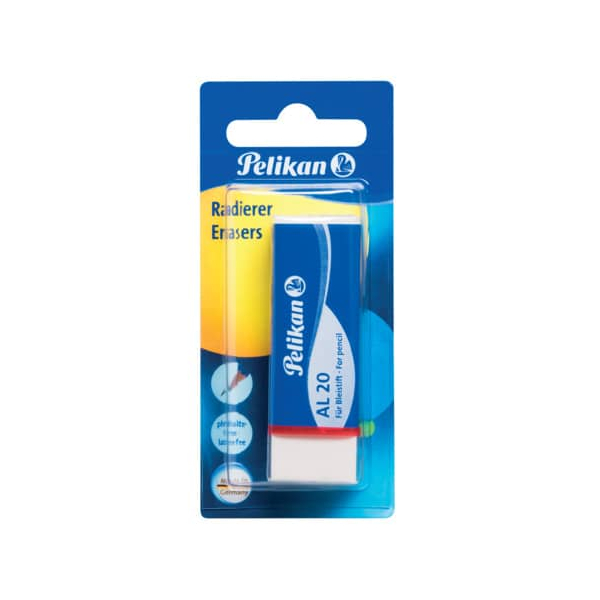 Pelikan Radierer AL20/1, weißf, 65 x 12 x 21 mm, Blister mit 1 Stück