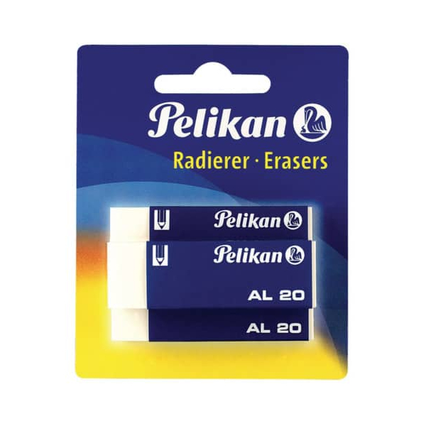 Pelikan Radierer AL20/3, weiß, 65 x 12 x 21 mm, Blister mit 3 Stück