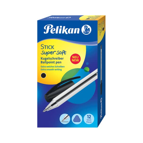 12 Stück Pelikan Kugelschreiber Stick 804370, schwarz, M, Einweg 4012700804372 Pelikan