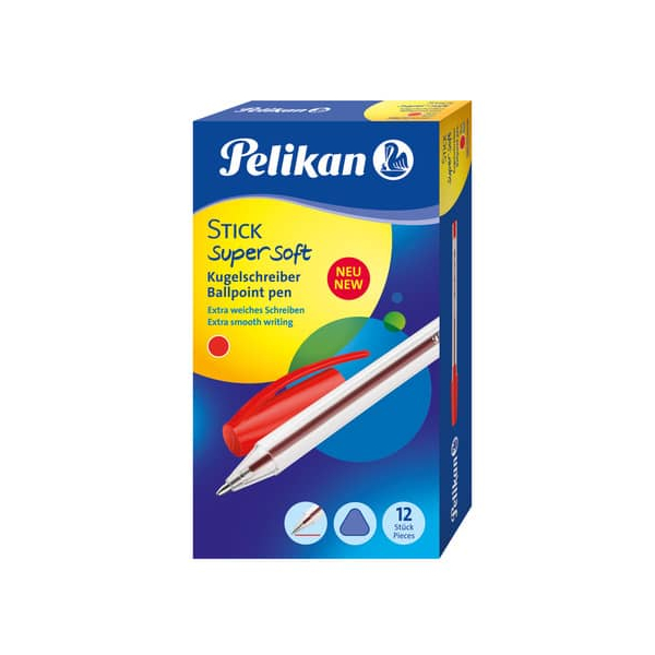 12 Stück Pelikan Kugelschreiber Stick 804394, rot, M, Einweg 4012700804396 Pelikan