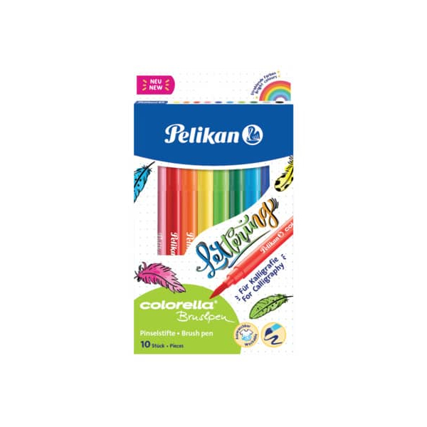 4012700814579 - Fasermaler colorella brushpen 10er Kartonetui Tinte auf Wasserbasis auswaschbar aus den meisten - 1 Stück (814577)