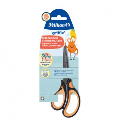 Pelikan Linkshänder-Papierschere griffix schwarz-orange 14,0 cm