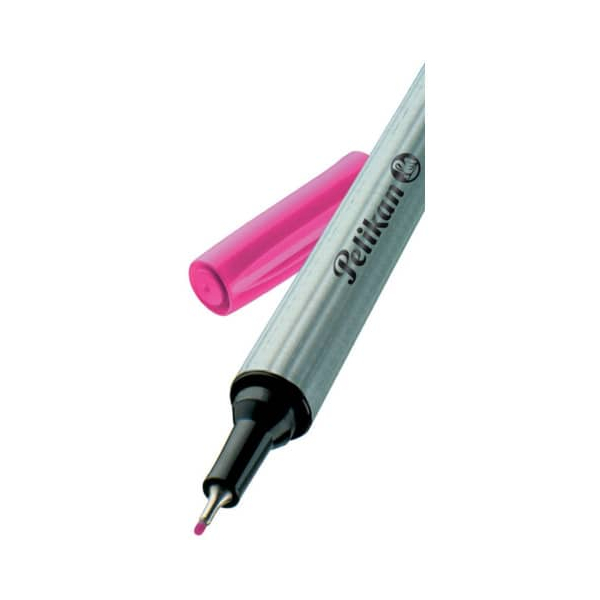 10 Stück Pelikan Fineliner 96, 943225, silber (Schreibfarbe: pink), 0,4mm 4012700943224 Pelikan