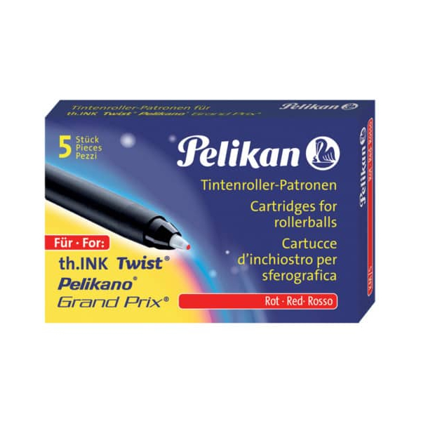 10 Stück Pelikan Tintenpatronen 5ST rot 4012700946492 Pelikan 5 Stück