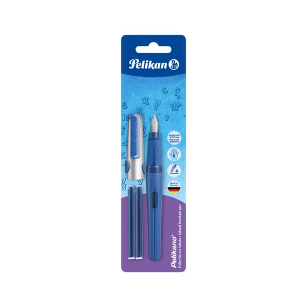 Pelikan Schulfüller Pelikano P480 A blau + 2 Tintenpatronen GTP Bliste