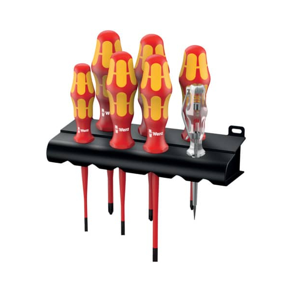 4013288160713 - 160 iS 7 Rack Schraubendrehersatz Kraftform Plus Serie 100 + Spannungsprüfer + Rack Mit reduziertem Klingendurchmesser 7-teilig