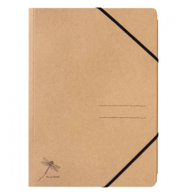 Eckspannmappe Pur natur 40067-11, A4 beige Recyclingkarton 325g, f&uuml;r ca. 250 Blatt  (80 g/m&sup2;), mit 3 Einschlagklappen