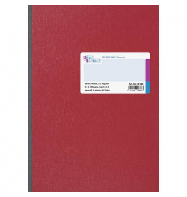 Gesch&auml;ftsbuch 86-18642, rot, A4, kariert, 70g, 96 Blatt / 192 Seiten