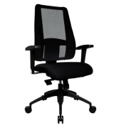 B&uuml;rodrehstuhl Lady Sitness Deluxe, schwarz / schwarz, mit Armlehnen, bis 110kg, ohne Kopfst&uuml;tze