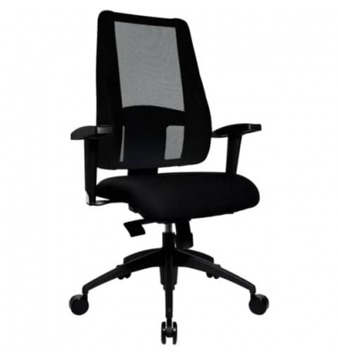 B&uuml;rodrehstuhl Lady Sitness Deluxe, schwarz / schwarz, mit Armlehnen, bis 110kg, ohne Kopfst&uuml;tze