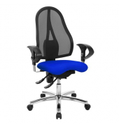 B&uuml;rodrehstuhl Sitness 15, blau/schwarz / chrom, mit Armlehnen, bis 110kg, ohne Kopfst&uuml;tze