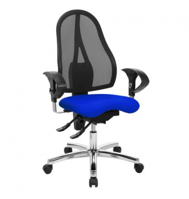 B&uuml;rodrehstuhl Sitness 15, blau/schwarz / chrom, mit Armlehnen, bis 110kg, ohne Kopfst&uuml;tze