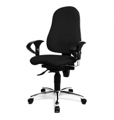 B&uuml;rodrehstuhl Sitness 10, schwarz / silber, mit Armlehnen, bis 110kg, ohne Kopfst&uuml;tze