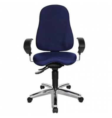 B&uuml;rodrehstuhl Sitness 10, blau / silber, mit Armlehnen, bis 110kg, ohne Kopfst&uuml;tze