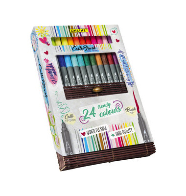 Faserschreiber Calli.Brush Duo - Trend Farben sortiert, Bombus-Etui