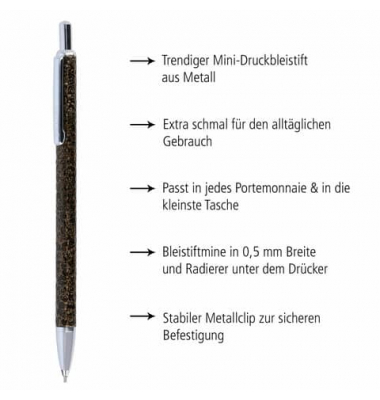 Druckbleistift 3D Flash, 21632/3D, 0,5mm, lava schwarz, mit Radiergummi
