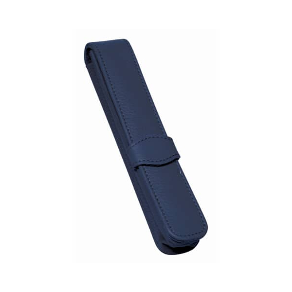 Online Classic Lederetui für einen Stift I Blaues Stifteetui mit Stecklasche für Schreibgeräte Aller Marken I Echtleder I Kugelschreiber-Etui, Füller-Etui, Schreib-Etui I 14,5X 2,5X 2,5 cm (LxBxH)