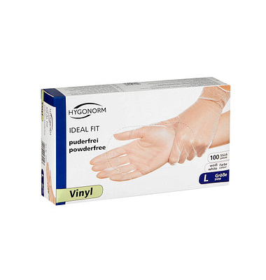 Einweghandschuhe Hygonorm Ideal Fit, Vinyl, lebensmittelecht, weiß, Größe 9 / L,