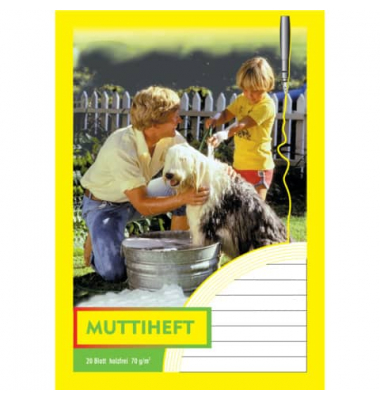 Hausaufgabenheft 2401 Muttiheft / liniert / keine, A6, 70g, gelb, 20 Blatt / 40 Seiten