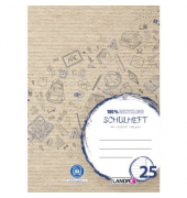 Schulheft 100050215 Recycling, Lineatur 25 / liniert mit wei&szlig;em Rand / keine, A4, 80g, braun, 16 Blatt / 32 Seiten
