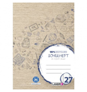 Schulheft 100050217 Recycling, Lineatur 27 / liniert mit Rand innen/außen, A4, 80g, braun, 16 Blatt / 32 Seiten