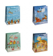 Geschenktasche 82018-SG Weihnachten Kinder, Weihnachten, Baumwollkordel, 6 Motive sortiert, 18cm x 23cm