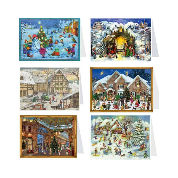 60 Stück SELLMER Adventskalender 99999AK Karten 6 Motive sortiert 4025985404113 SELLMER