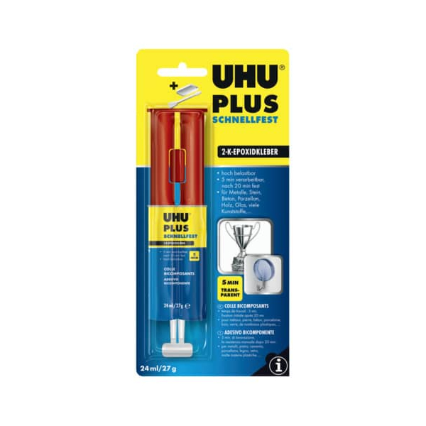 6 Stück UHU Zweikomponentenkleber 45725 PLUS SCHNELLFEST, 27g, permanent 4026700457254 UHU 27 Gramm