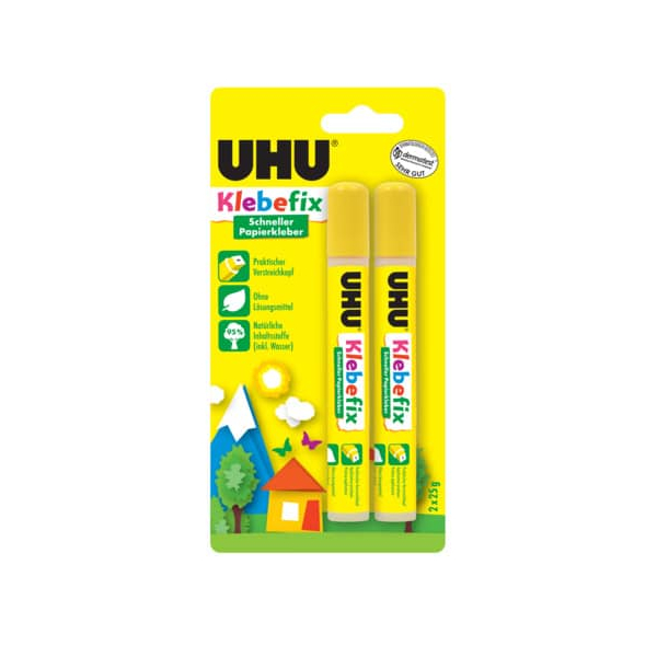 10 Stück UHU Klebestift 48220 Klebefix, 2x 25g, Multipack 4026700482201 UHU 50 Gramm