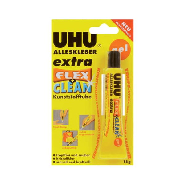 10 Stück UHU Alleskleber 48490 extra FLEX + CLEAN, 18g, permanent 4026700484908 UHU 18 Gramm
