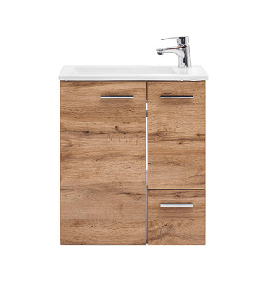 MÖBELPARTNER Waschbecken mit Unterschrank Matteo eiche landhaus 50,0 x 25,0 x 60,0 cm