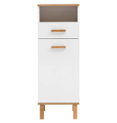 MÖBELPARTNER Badschrank Padua weiß glanz, eiche landhaus 40,4 x 35,0 x 114,5 cm