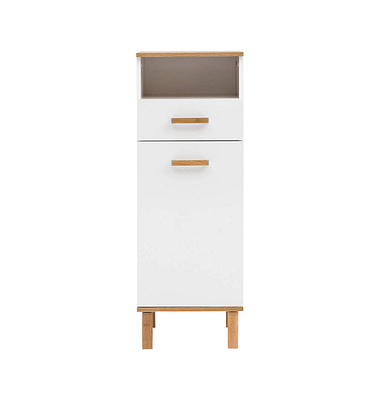 MÖBELPARTNER Badschrank Padua weiß glanz, eiche landhaus 40,4 x 35,0 x 114,5 cm