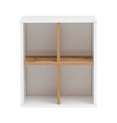 MÖBELPARTNER Hängeregal Padua weiß glanz, eiche landhaus 40,5 x 20,5 x 48,3 cm
