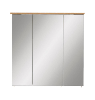 MÖBELPARTNER Spiegelschrank Padua weiß glanz, eiche landhaus 70,5 x 23,7 x 72,3 cm