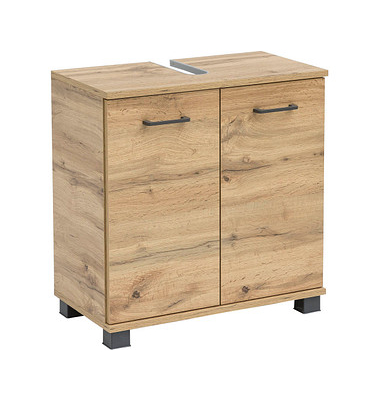 MÖBELPARTNER Waschbeckenunterschrank Nora eiche landhaus 59,8 x 32,6 x 63,4 cm