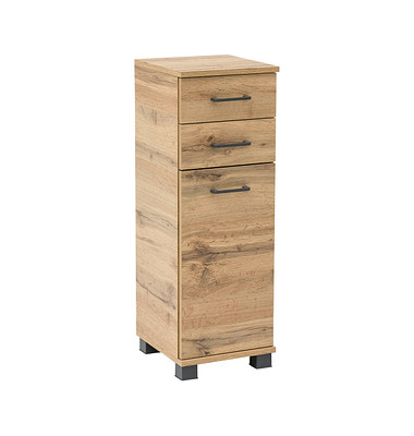MÖBELPARTNER Badschrank Nora eiche landhaus 30,3 x 32,6 x 88,6 cm