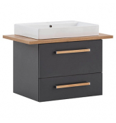Waschbecken mit Unterschrank Duo anthrazit, eiche landhaus 82,2 x 50,0 x 61,5 cm