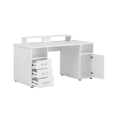 Schreibtischkombination Niels light 701701, 86,7cm (H), 150x70cm (BxT), rechteckig, weiß / perlweiß