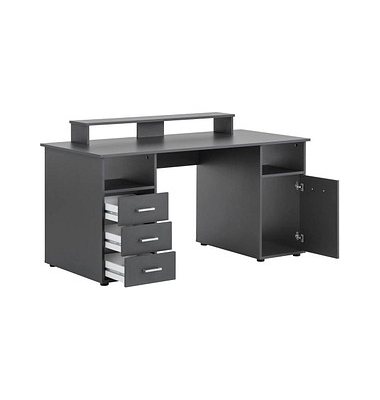 Schreibtischkombination Niels light 701702, 86,7cm (H), 150x70cm (BxT), rechteckig, anthrazit / anthrazit