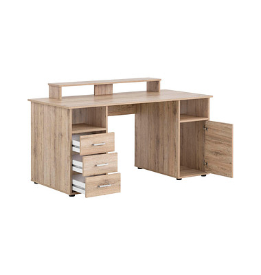 Schreibtischkombination Niels light 701703, 86,7cm (H), 150x70cm (BxT), rechteckig, wildeiche / wildeiche