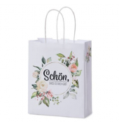 Geschenktasche 991661, allgemein, gedrehte Papierkordel, Schön das es Dich + Blütenkranz, 180mm x 220mm