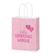 Geschenktasche 991234, Geburtstag, gedrehte Papierkordel, liebe GEBURTSTAGSWÜNSCHE, 18cm x 22cm