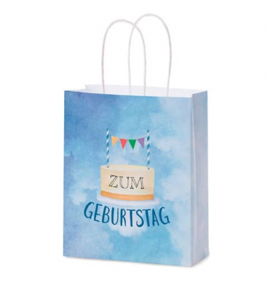 Geschenktasche 991236, Geburtstag, gedrehte Papierkordel, Torte zum Geburtstag, 18cm x 22cm