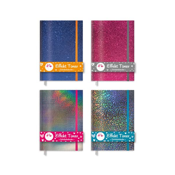 4 Stück Roth Schülerkalender 89104, Effekt Timer, Motiv, 1 Woche / 2 Seiten, 10,5x12,8cm (A6), Jahresunabhängig 4028279882925 Roth