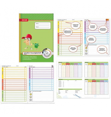 Hausaufgabenheft 89252, Hausaufgaben / Schreiblern-Lineatur, A4, 90g, grün, 48 Blatt / 96 Seiten
